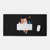 キャットベク絵を描トル愛らしいおもしろい遊の蝶 デスクマット (キーボード&マウス)