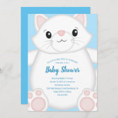 キャットベビーシャワー子猫ブルーボーイ 招待状 (正面/裏面)