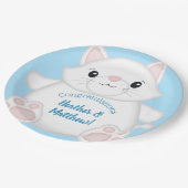 キャットベビーシャワー子猫ブルー ペーパープレート (アングル)