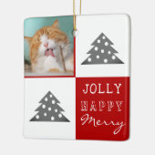 キャットペットすてきメリークリスマスツリーホリデー写真 セラミックオーナメント (左)