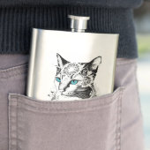 キャットペットアニマル自然イラストレーションアートタトゥー フラスク (インサイチュ)
