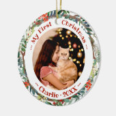 キャットペット初めてのクリスマスフォトワードカラーリース セラミックオーナメント (左)