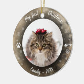 キャットペット初めてのクリスマスフォト素朴アニマルプリント セラミックオーナメント (左)