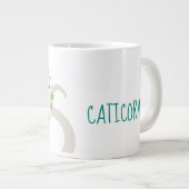 キャットホワイトユニコーンカテコーンスターズカラフルシック ジャンボコーヒーマグカップ (正面右)