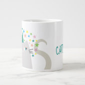 キャットホワイトユニコーンカテコーンスターズカラフルシック ジャンボコーヒーマグカップ (正面)