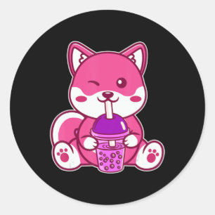 キャットボバかわいいバブルティーアニメ猫かわいいfor Gir ラウンドシール