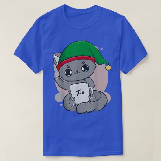 キャットボバティーバブルかわいいクリスマス小妖精や小人クルーパステルアン Tシャツ (デザイン正面)