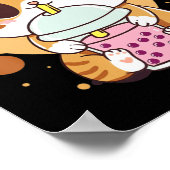 キャットボバ茶バブルティーかわいいアニメ日本の猫 ポスター (角)