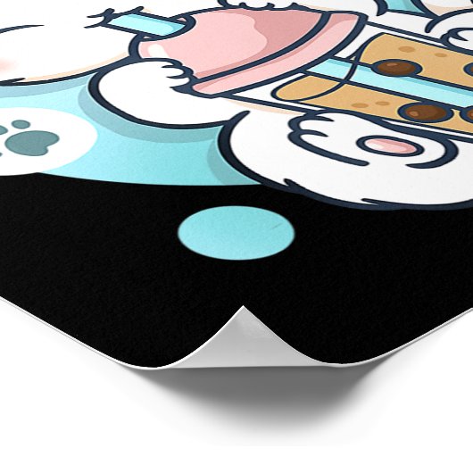 キャットボバ茶バブルティーかわいいアニメ日本の猫 ポスター (角)
