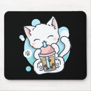 キャットボバ茶バブルティーかわいいアニメ日本の猫 マウスパッド