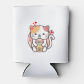 キャットボバ茶バブルティーかわいいアニメ日本の猫 缶クーラー (正面)