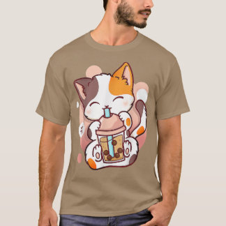キャットボバ茶バブルティーアニメかわいい女の子 Tシャツ