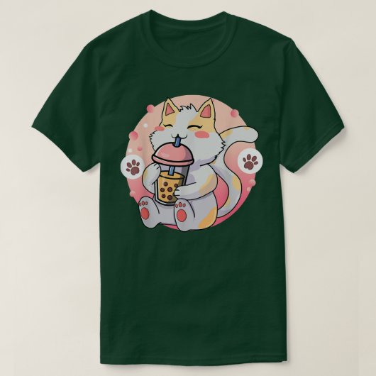 キャットボバ茶バブルティーアニメかわいい寧子566 Tシャツ (デザイン正面)