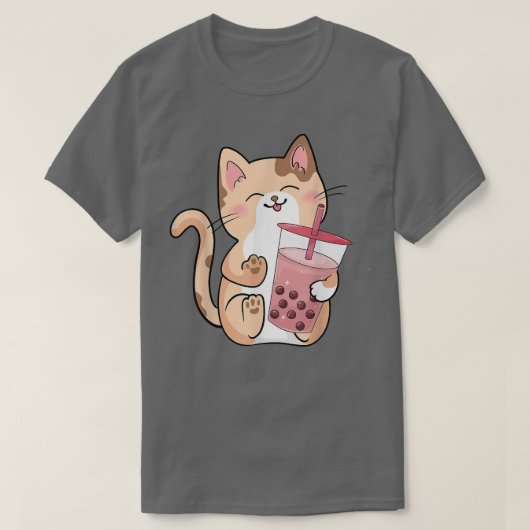 キャットボバ茶バブルティーアニメかわいい寧子572 Tシャツ (デザイン正面)