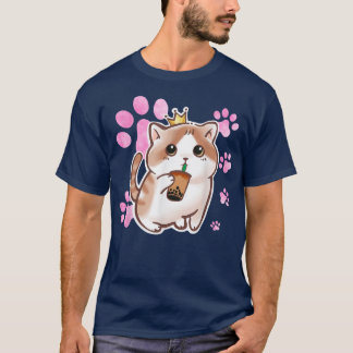 キャットボバ茶バブルティーアニメかわいい寧子580 Tシャツ