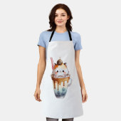 キャットボバ茶バブルティーアニメかわいい寧子 エプロン (着用した状態)