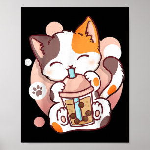 キャットボバ茶バブルティーアニメかわいい寧子 ポスター