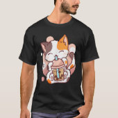 キャットボバ茶バブルティーアニメかわいい寧子 Tシャツ (正面)