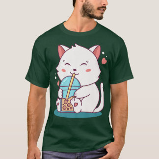 キャットボバ茶バブルティーアニメかわいい日本の猫 Tシャツ