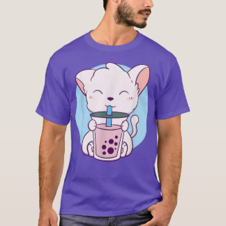 キャットボバ茶バブルティーアニメかわいい日本の猫 Tシャツ