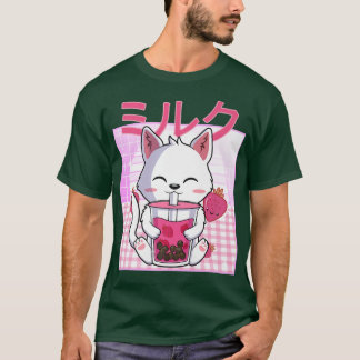 キャットボバ茶バブルティーアニメかわいい猫ギフトキッド Tシャツ