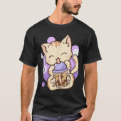 キャットボバ茶バブルティーアニメかわいい猫ギフトギアー Tシャツ (正面)