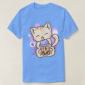 キャットボバ茶バブルティーアニメかわいい猫ギフトギ Tシャツ (デザイン正面)