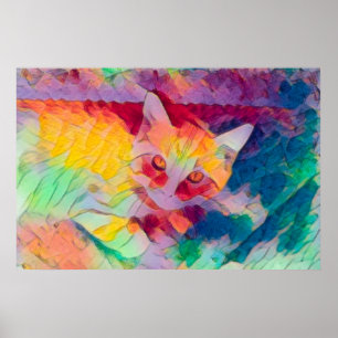 キャットボホイエローヒッピカラフルーポップ・アートのアート ポスター