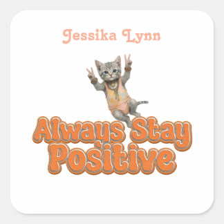 キャットボホヒッピーカスタムパーソナライズされたヒッピー スクエアシール