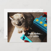 キャットポストカードに乗る列車 ポストカード (正面/裏面)