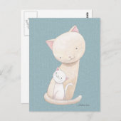 キャットポストカードキャットママ&ベビーシックなキャットアートポストカード ポストカード (正面/裏面)