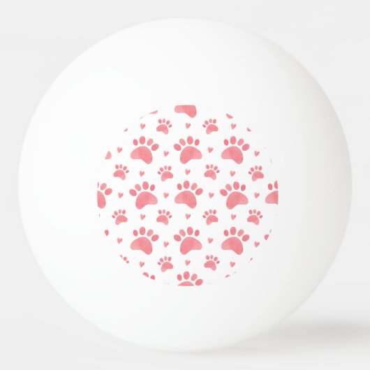キャットポーズウォーターカラーパターン 卓球ボール (正面)
