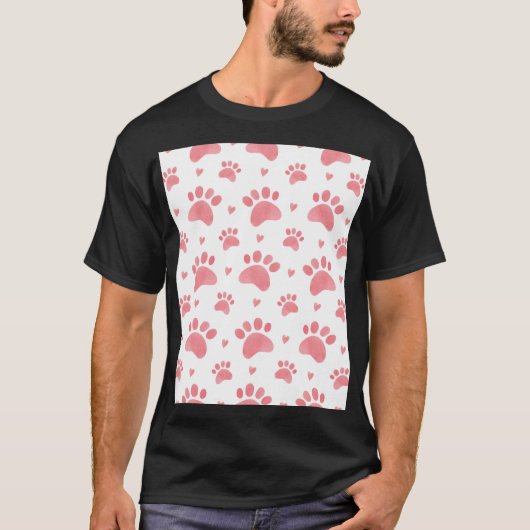 キャットポーズウォーターカラーパターン Tシャツ (正面)