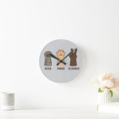 キャットポーズロック紙はさみ ラウンド壁時計 (ホーム)