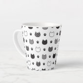 キャットポーズ&顔 – かわいい白黒ラテマグカップ カフェラテマグ (左アングル)