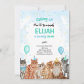 キャットポーティアニマルズボーイ誕生日 招待状 (正面)