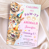 キャットポーティ誕生日パーティーガール1st誕生日 招待状