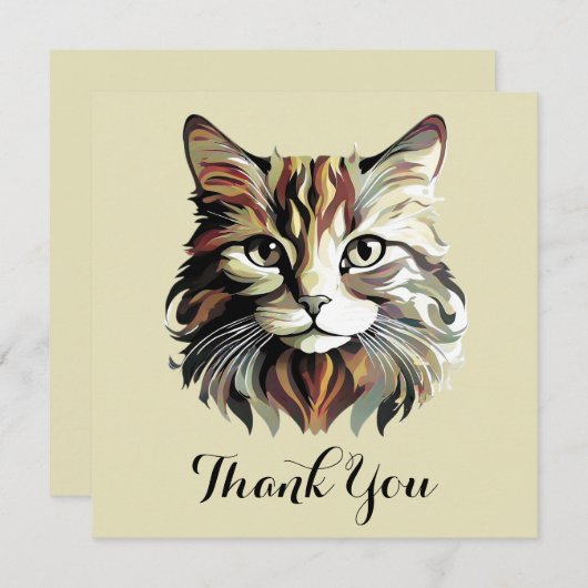 キャットポートレートアートデザインサンキューカード サンキューカード (正面/裏面)