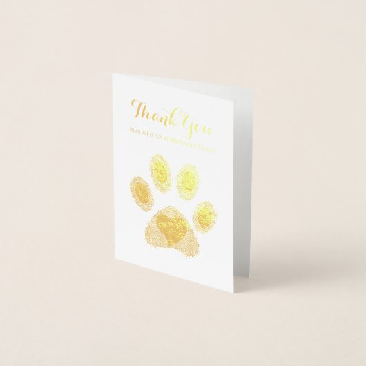 キャットポーハートの金ゴールドありがとうカスタム文字 箔カード (正面)