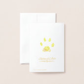 キャットポーハートの金ゴールドありがとうカスタム文字 箔カード (裏面封筒付き)