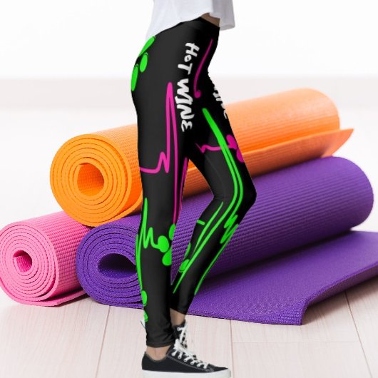 キャットポーハートラインライムピンクホワイトブラックアニマル レギンス