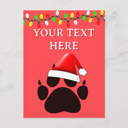 キャットポープリントサンタハットクリスマスライト シーズンポストカード (正面)