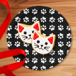 キャットポープリントパターン白黒誕生日 ペーパープレート