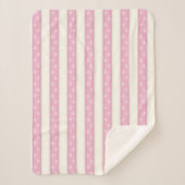 キャットポープリントピンク&アンティークホワイトストライプズSherpa シェルパブランケット (正面)