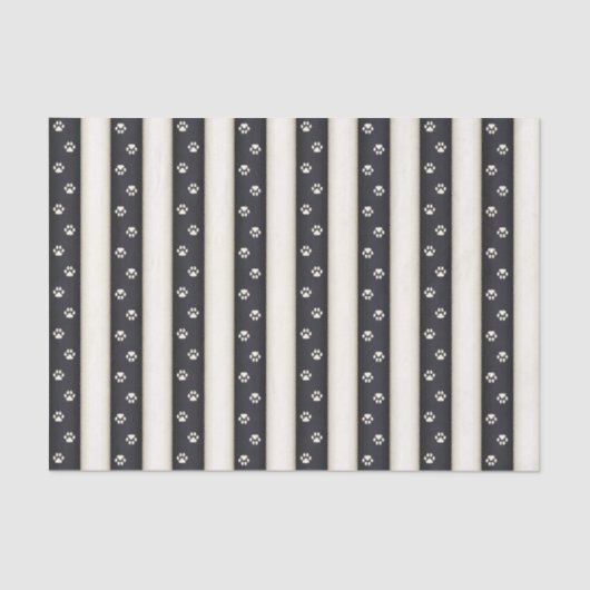 キャットポープリントブラック&アンティークホワイトストライプズ 薄葉紙 (正面)