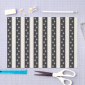 キャットポープリントブラック&アンティークホワイトストライプズ 薄葉紙 (クラフト)