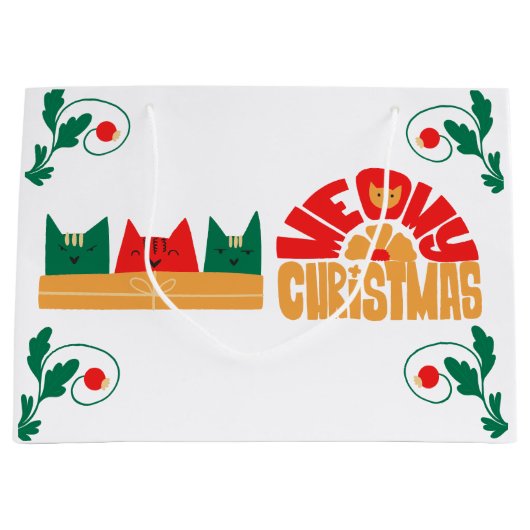 キャットマイクリスマスホリデイ抱き枕 ラージペーパーバッグ (正面)