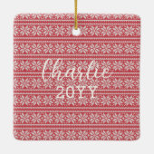 キャットマイクリスマスレッドニットペット セラミックオーナメント (裏面)