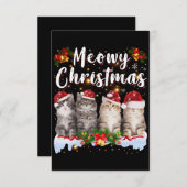 キャットマイファミリーマッチングクリスマスパジャマスサンタ サンキューカード (正面/裏面)