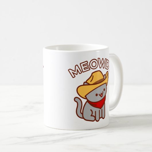 キャットマグカップ – "MEOWDY" コーヒーマグカップ (正面右)